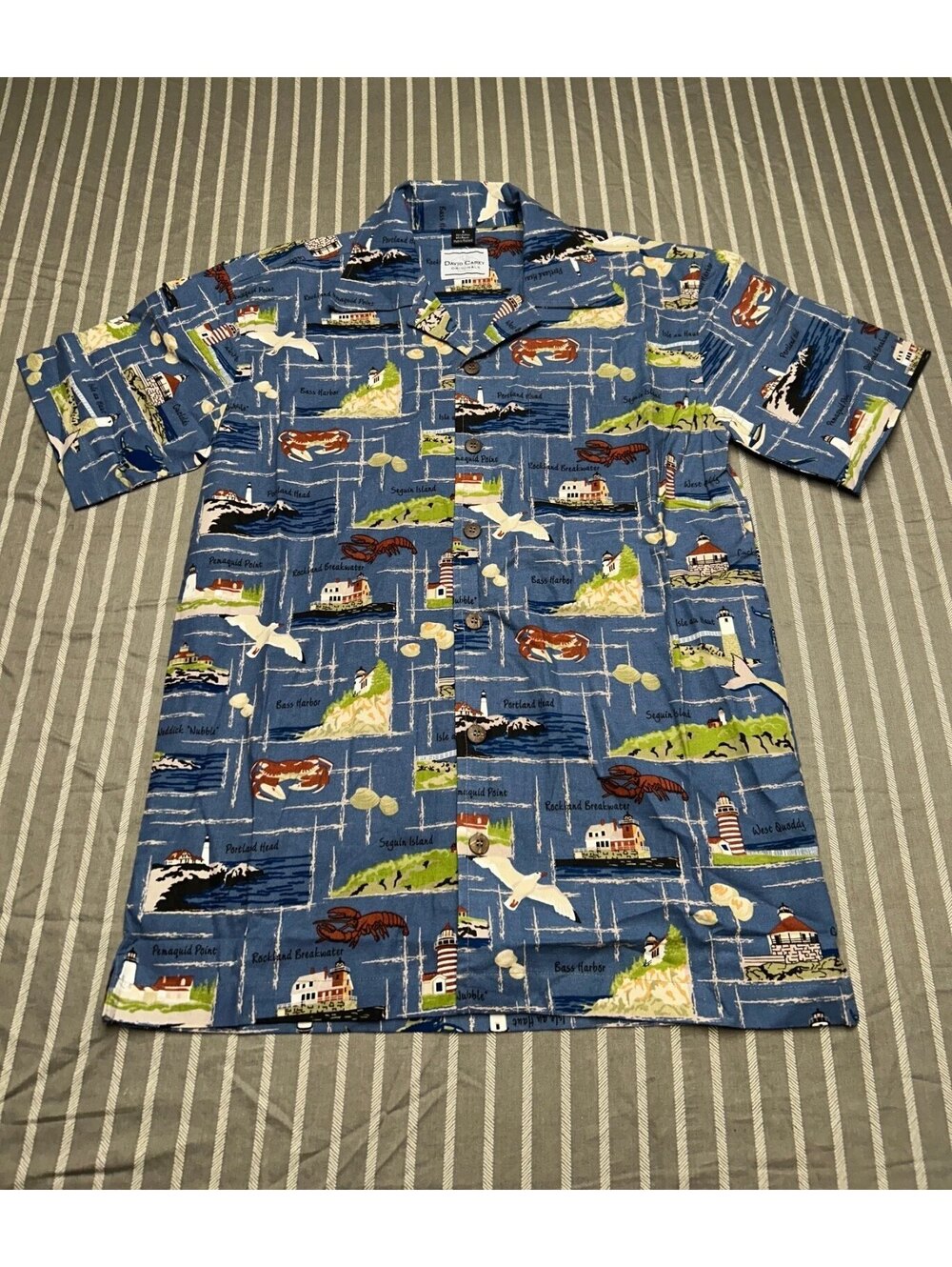 David Carey Originals Camp Button Down Shirt Portland Maine Crab Sail Small